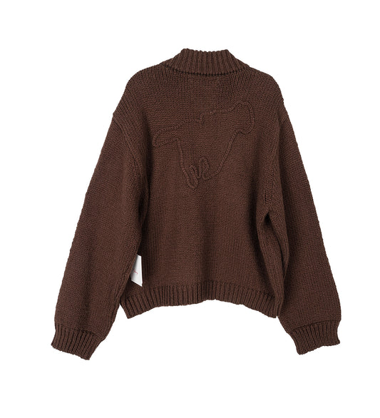CHERRY LOS ANGELES X WRANGLER COTTON FRISE KNIT ZIP-UP BROWN