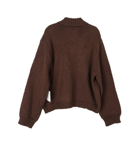 CHERRY LOS ANGELES X WRANGLER COTTON FRISE KNIT ZIP-UP BROWN