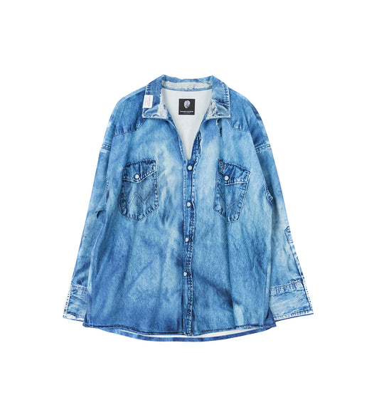 DENIM SHIRT PRINTED PULLOVER