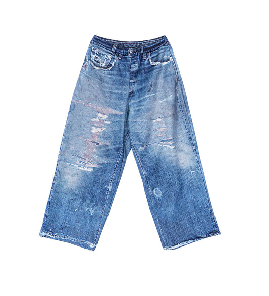 WIDE PANTS DENIM PRINT