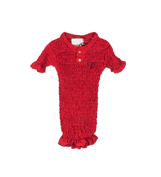 RECONSTITUTED SHIRRED HENLEY T-SHIRT MULTI SMALL