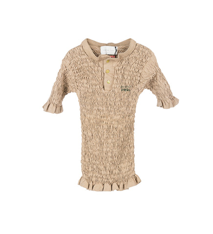 RECONSTITUTED SHIRRED HENLEY T-SHIRT MULTI MEDIUM#2