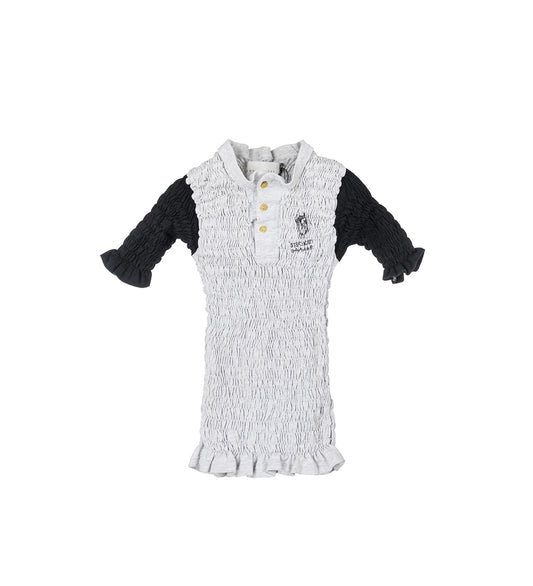 RECONSTITUTED SHIRRED HENLEY T-SHIRT MULTI MEDIUM#1