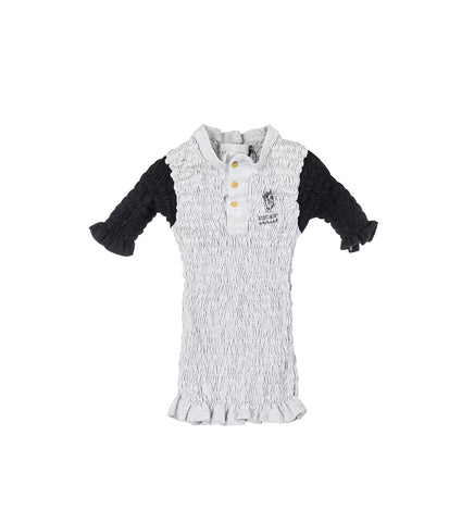 RECONSTITUTED SHIRRED HENLEY T-SHIRT MULTI MEDIUM#1