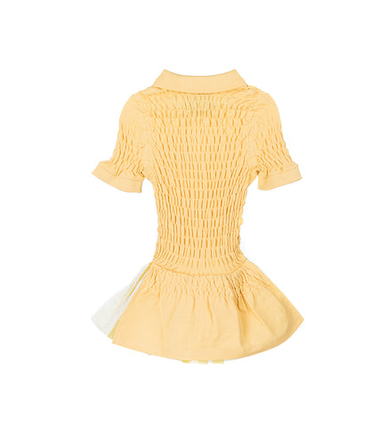 SHIRRED POLO BUSTLE SHIRT YELLOW