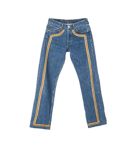 RECONSTITUTED DENIM BULLION JEAN BLUE XS