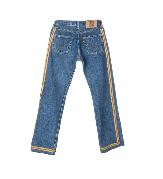 RECONSTITUTED DENIM BULLION JEAN BLUE XS