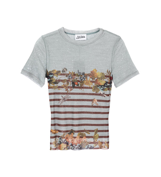 MESH BABY TEE PRINTED MARINIERE GRAPE LIGHT BLUE/MULTI