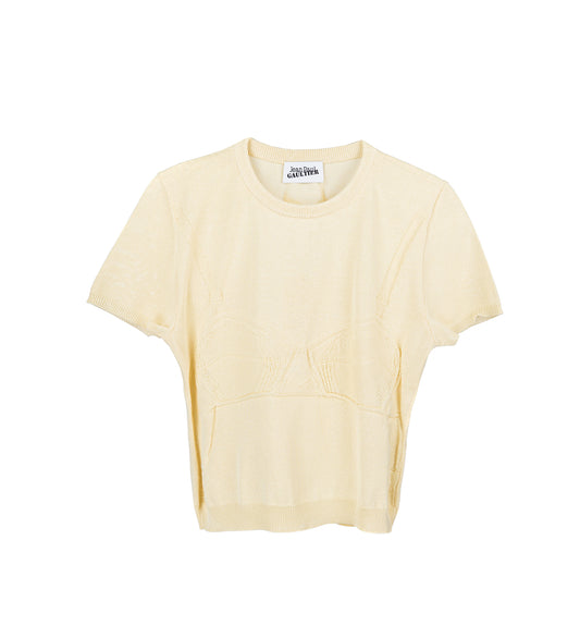 TROMPE L'OEIL LINGERIEE SHORT SLEEVES PULLOVER VANILLA