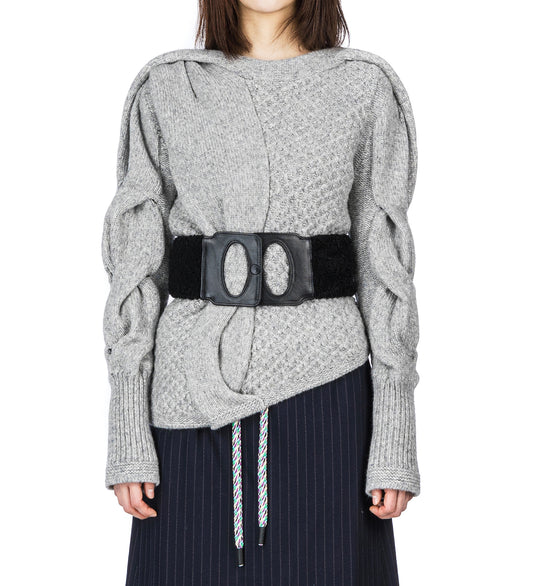 KIKO KOSTADINOV X THE DANTE COLLECTION ASYMMETRIC CABLE JUMPER STONE GREY