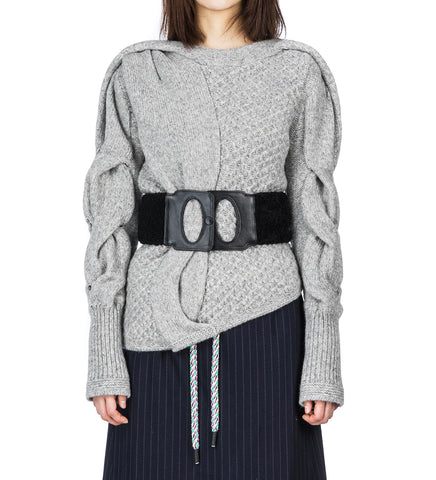 KIKO KOSTADINOV X THE DANTE COLLECTION ASYMMETRIC CABLE JUMPER STONE GREY