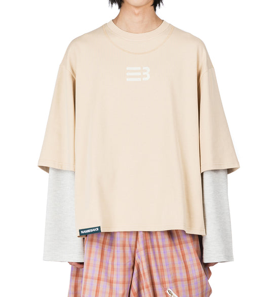 MAYO OVERSIZED GLOBE DOUBLE SLEEVE TEE NEW WHEAT
