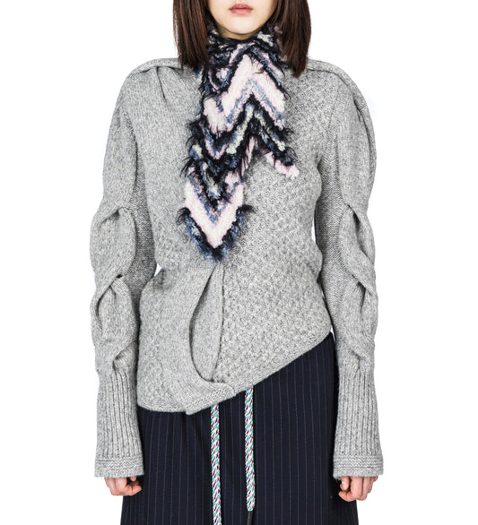 CHEVRON KNIT SCARF SKY BLUE