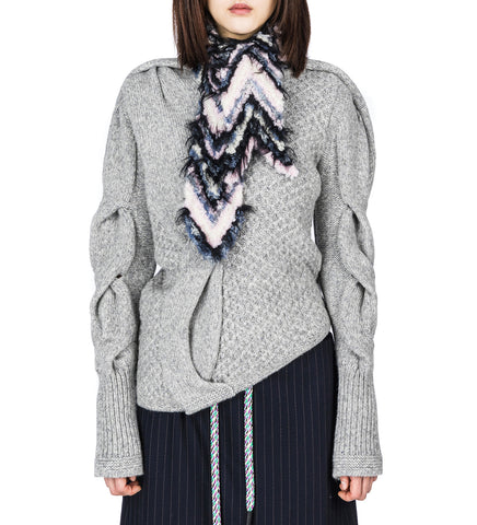 CHEVRON KNIT SCARF SKY BLUE