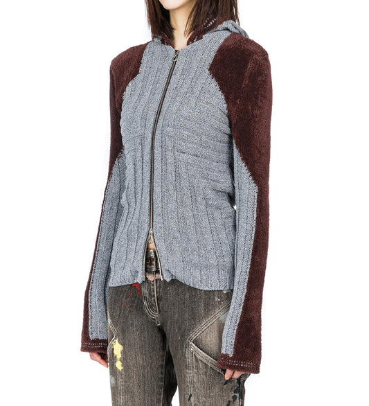 QUIMBY FITTED HOODED KNIT SPECKLED FOSSIL GREY