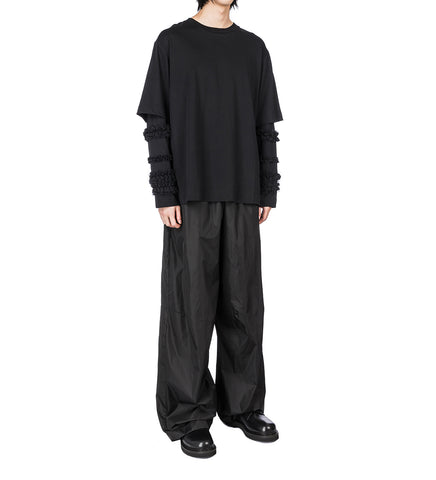 TRACK PANTS W/ DAISY EMB BLACK