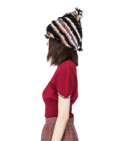 CHEVRON KNIT HAT STRAWBERRY MELANGE
