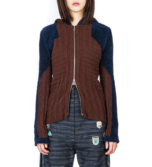 QUIMBY FITTED HOODED KNIT MAHOGANY BROWN