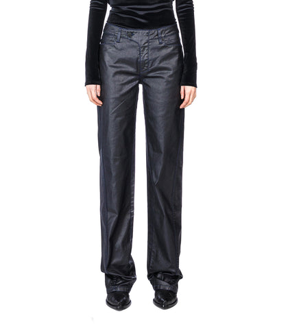WAXED STRAIGHT LEG JEANS MIDNIGHT BLUE / BLACK