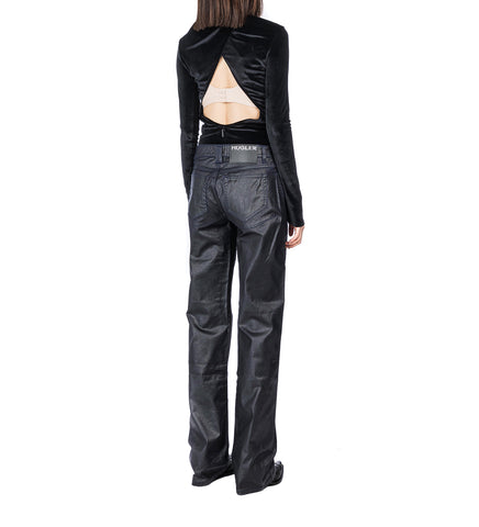 WAXED STRAIGHT LEG JEANS MIDNIGHT BLUE / BLACK