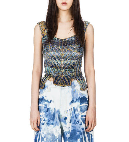 WARRIOR KNIT CORSET TOP INDIGO