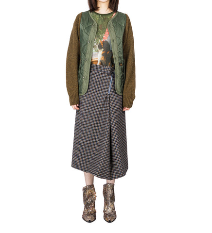 SMLXL SKIRT BROWN BLUE CHECKS