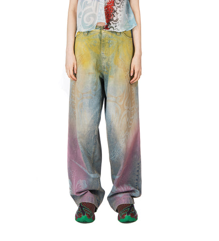 TIE-DYE BAGGY JEANS PASTEL RAINBOW