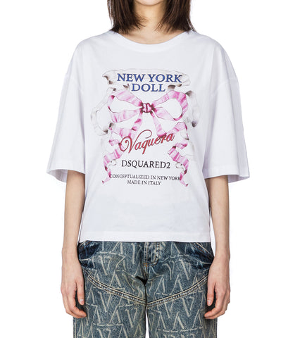 VAQUERA X DSQUARED2 NEW YORK DOLL T-SHIRT WHITE