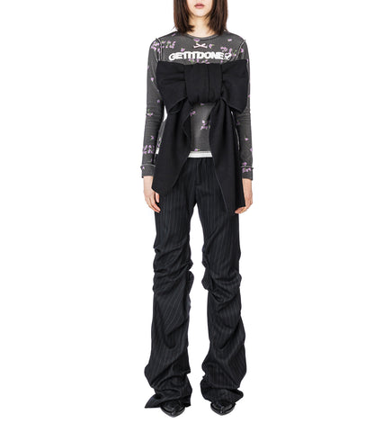 BOTCHED PINSTRIPE PANTS BLACK-WHITE STRIPED