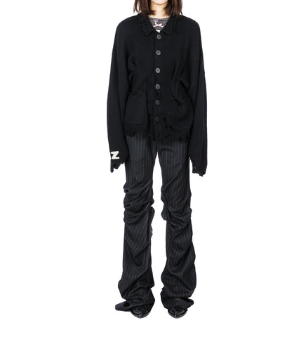 BOTCHED PINSTRIPE PANTS BLACK-WHITE STRIPED