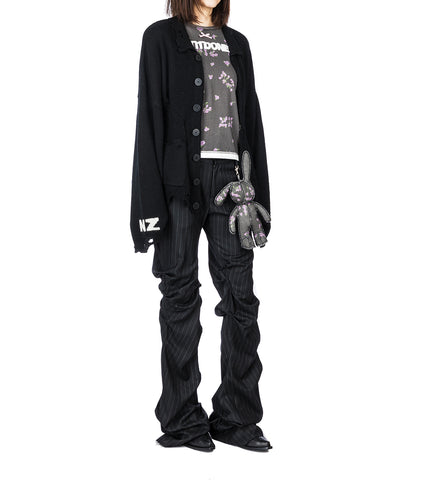 DISTRESSED SHAPED CARDIGAN BLACK