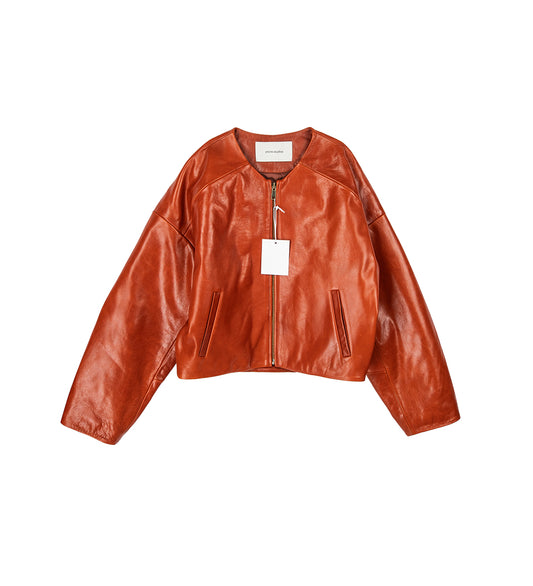 ARCED LEATHER JACKET COPPER