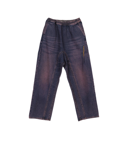 PINCHED LOGO SOUFFLE JEANS PURPLE NAVY