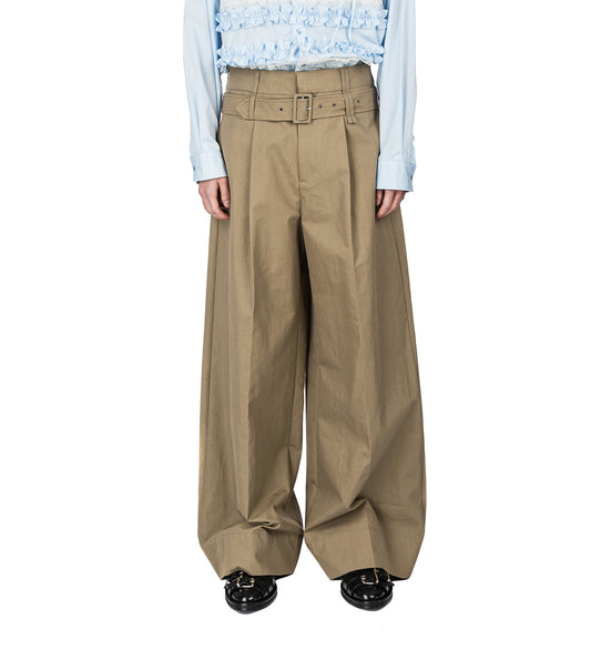 WIDE LEG MULTI BELT LOOP TROUSERS STONE