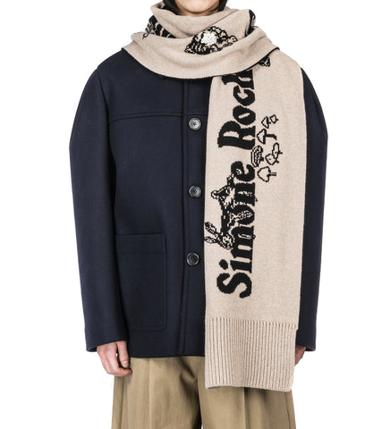 LONG GRAPHIC LOGO KNIT SCARF OAT/BLACK/PEARL