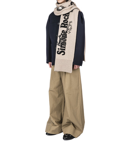 LONG GRAPHIC LOGO KNIT SCARF OAT/BLACK/PEARL