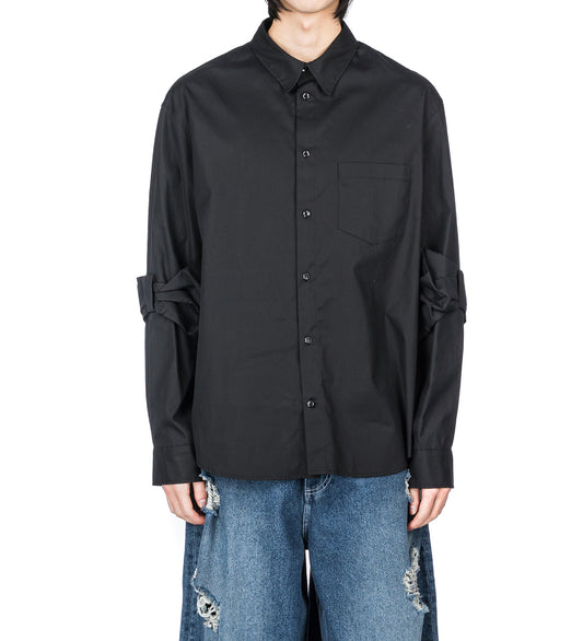 BOW SLEEVE CLASSIC SHIRT BLACK