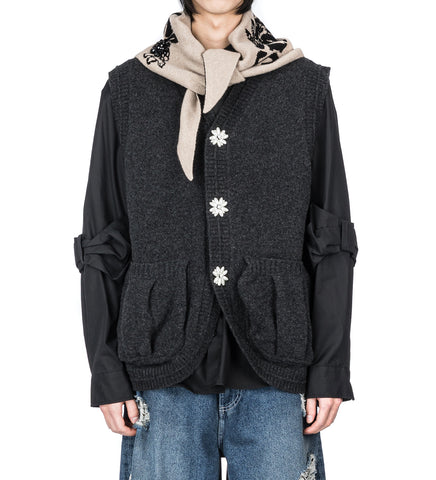 GRAPHIC LOGO KNIT NECKERCHIEF OAT/BLACK/JET