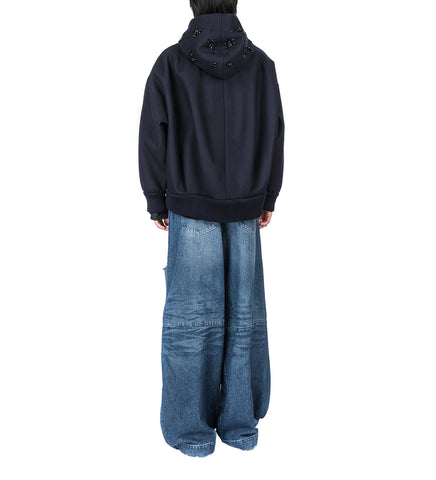 HOODED ZIP-UP BOMBER JACKET NAVY/JET