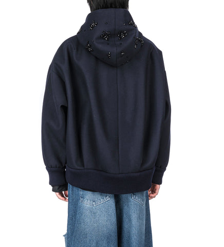 HOODED ZIP-UP BOMBER JACKET NAVY/JET