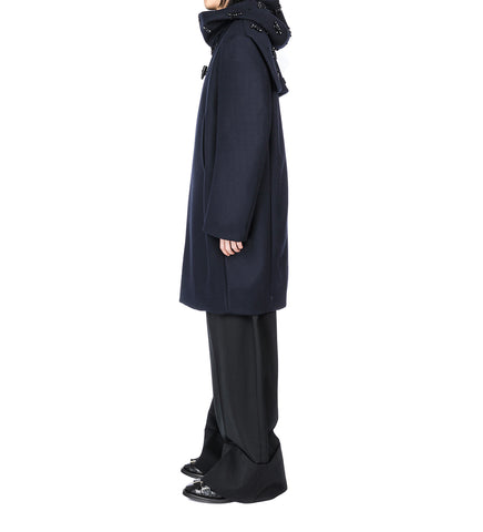 BACK FLAP COCOON DUFFLE COAT NAVY/JET