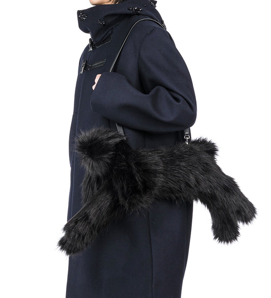FAUX FUR HARE CROSSBODY BAG BLACK/CLEAR