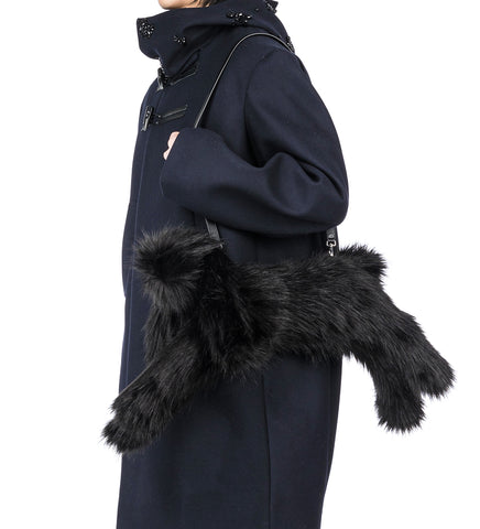 FAUX FUR HARE CROSSBODY BAG BLACK/CLEAR
