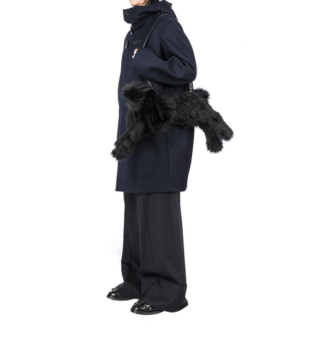 FAUX FUR HARE CROSSBODY BAG BLACK/CLEAR