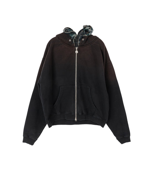 CAMO FACE FULL ZIP HOODIE BLACK