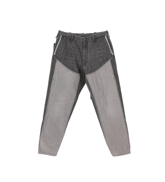10 POCKET DOUBLE KNEE DENIM W/ MILITARY PANELLING WASHED BLACK