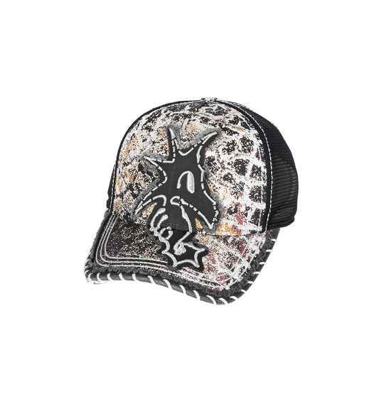 SEAHORSE PATCH MESH HAT WASHED BLACK