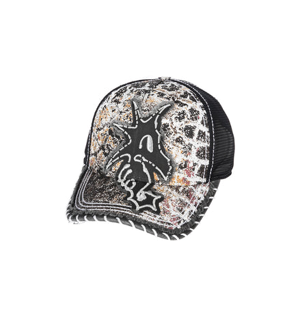SEAHORSE PATCH MESH HAT WASHED BLACK