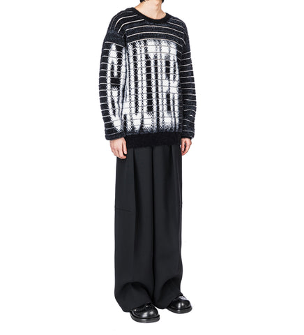 HAIRY STRIPED GAULTIER OVERSIZED SWATER BLACK/WHITE