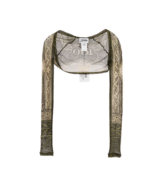 MESH LONG SLEEVES SHAWL PRINTED "CARTOUCHE" MULTI